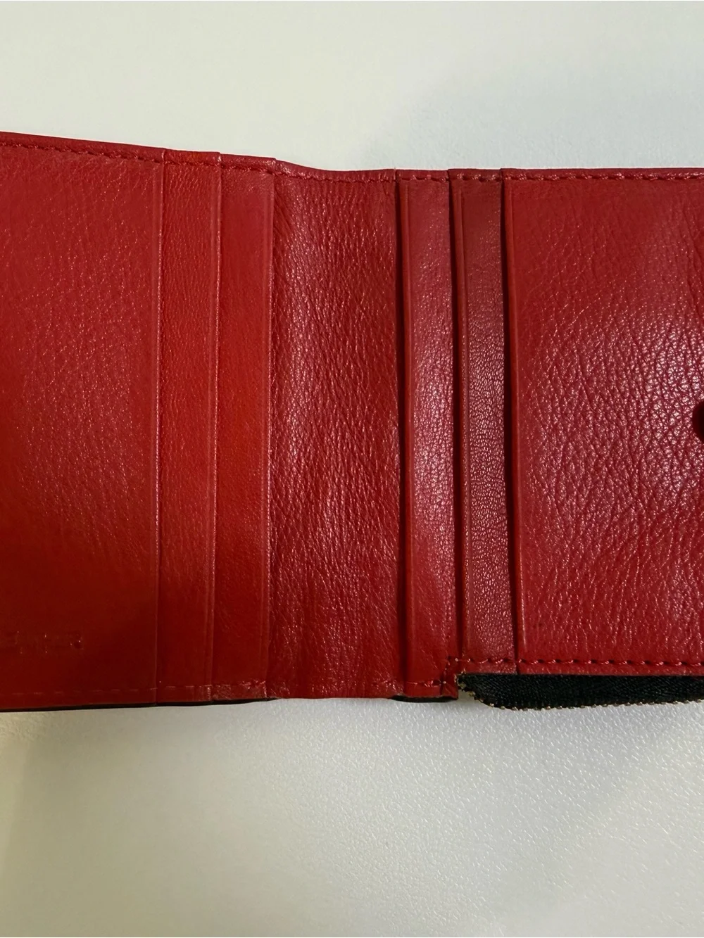 Lodis Red Leather Zip Card Wallet with Gold Logo